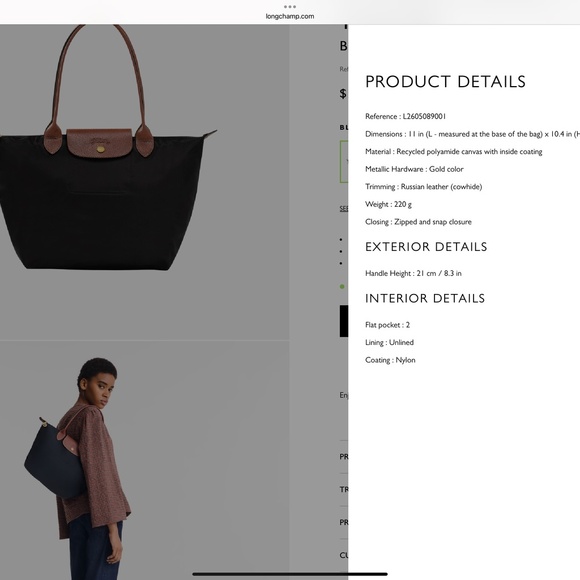 Le Pliage Original Medium Nylon Tote Bag - Picture 7 of 7